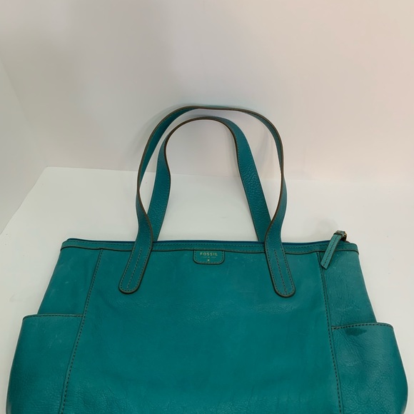 FOSSIL Turquoise Leather Tote - Picture 10 of 11